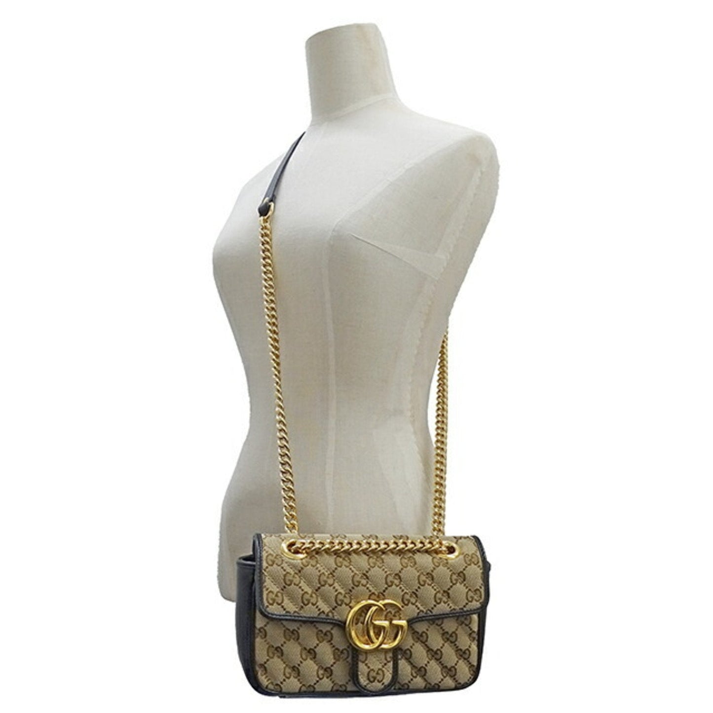 Gucci Gg Marmont Beige Canvas Shoulder Bag ( )