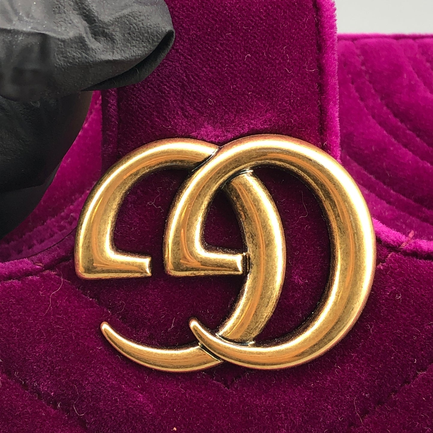 Gucci Marmont Fuchsia Velvet Matelasse Chain Shoulder Bag