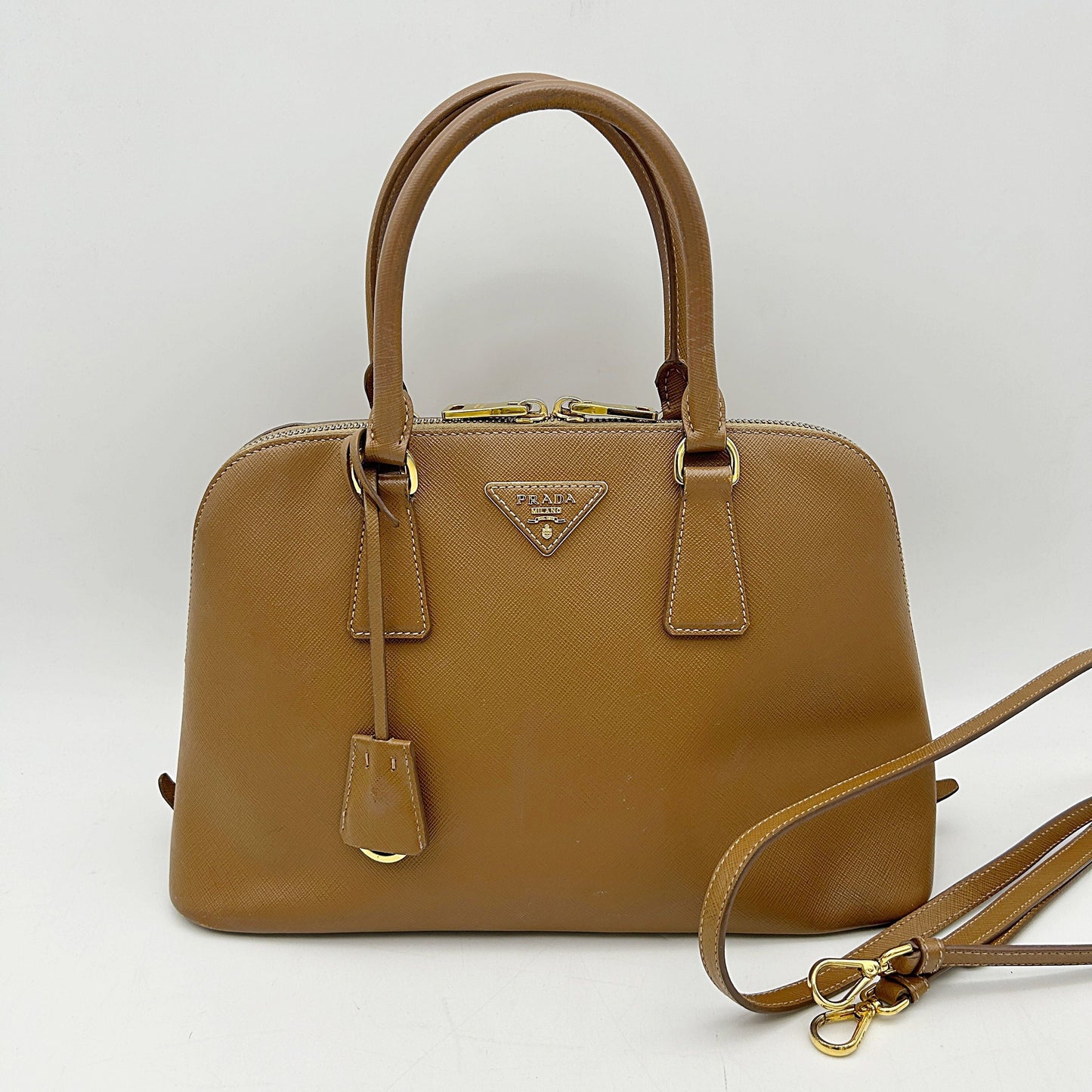 PRADA Saffiano Lux Medium Promenade Tote Caramel LA11392
