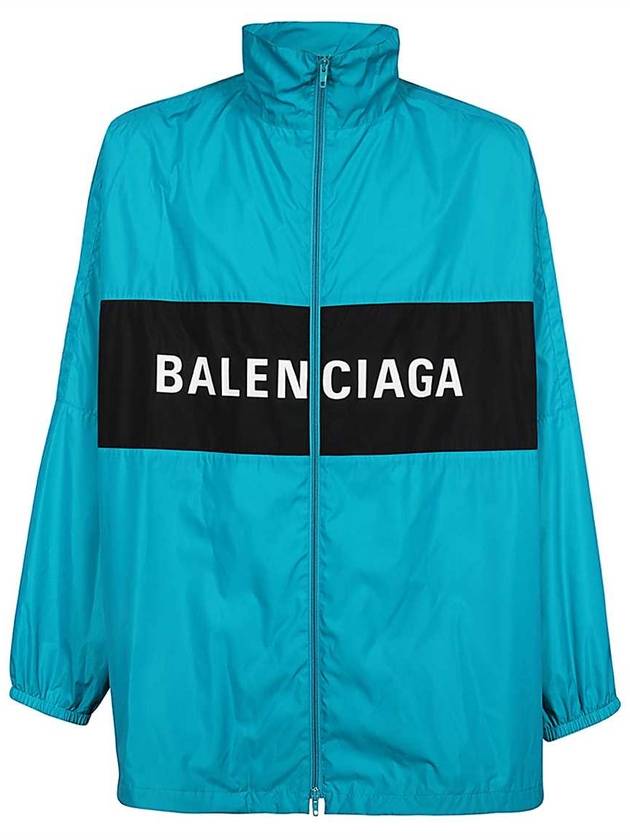 Luxury Balenciaga Trending 2026 Logo Print Nylon Windbreaker Blue