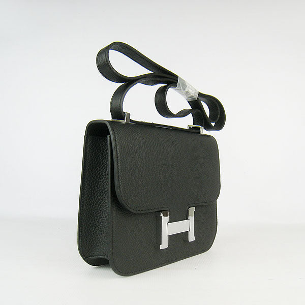 Luxury Hermes Constance Cowskin Leather Bag H017 black silver