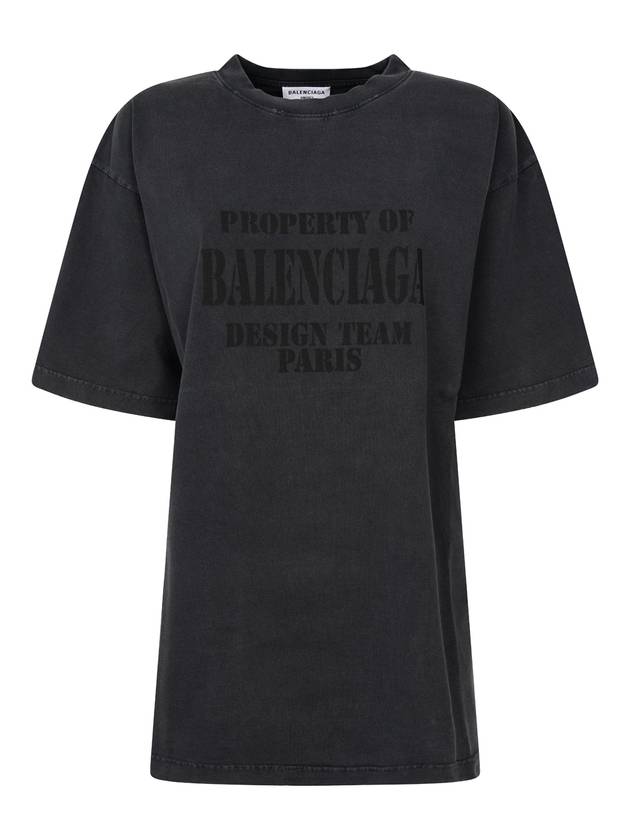 Luxury Balenciaga Trending 2026 Logo Print Short Sleeve T-Shirt Washed Black