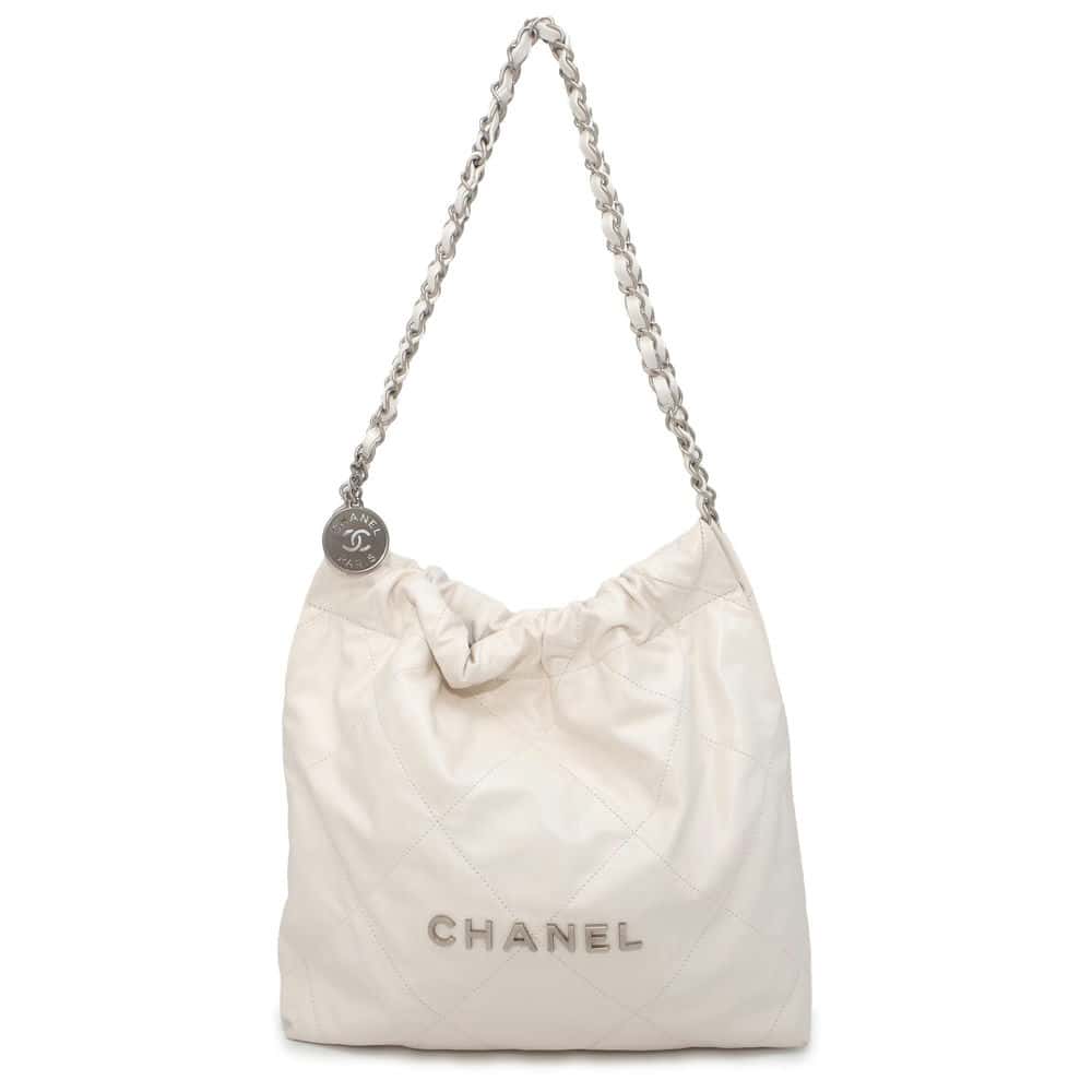 CHANEL CHANEL 22Handbag White AS3260 Shiny Calf Leather Size Small