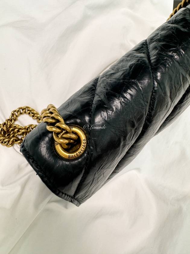 Luxury Balenciaga Trending 2026 Crush XS Chain Quilted Shoulder Bag Black