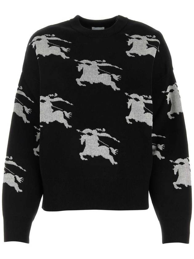 Luxury Burberry EKD Cotton Silk Jacquard Knit Top Black