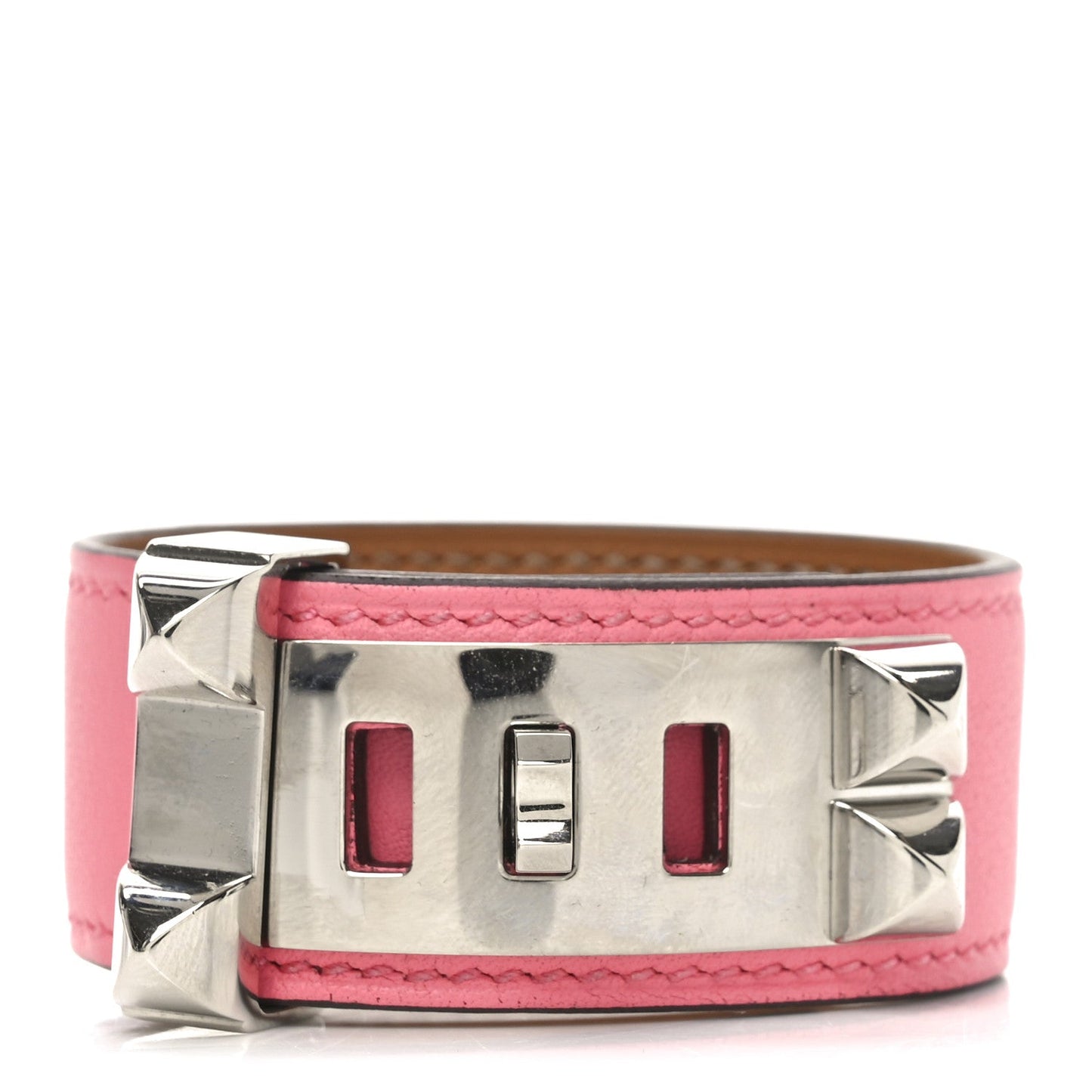 Hermes Epsom Collier de Chien 24 Bracelet T1 Rose Jaipur