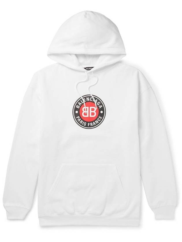 Luxury Balenciaga Trending 2026 Round Logo Print Hoodie White