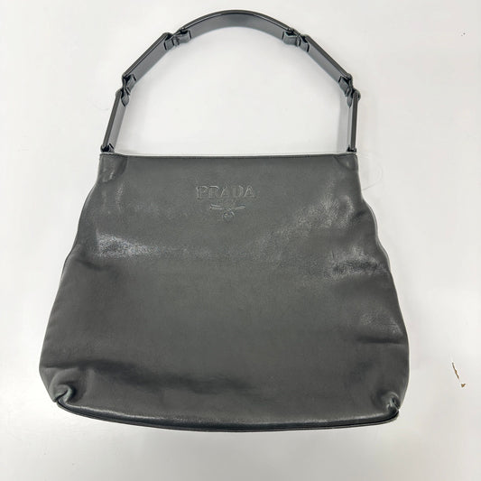 PRADA Leather Shoulder Bag Black AB Rank   pr9911js