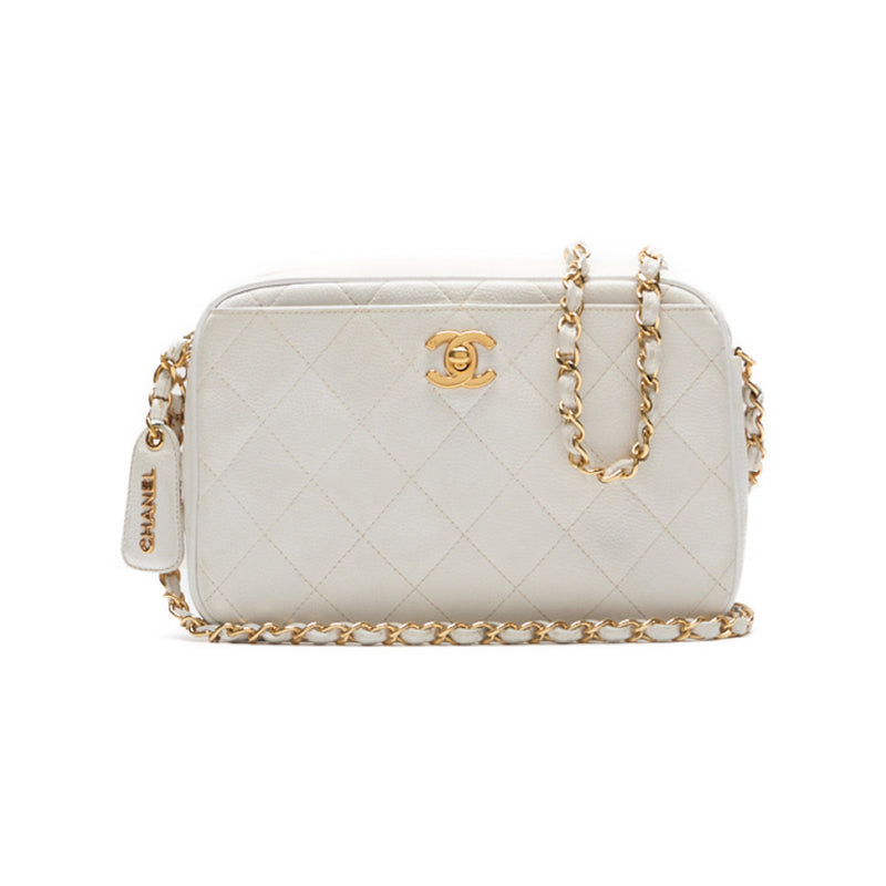 CHANEL CHANEL Matrasse Turn-Lock Chain Sder Caviar S White  Shell Bag Mini Shoulder Bag  Bag Hybrid ? Ship? Honeymoon Online