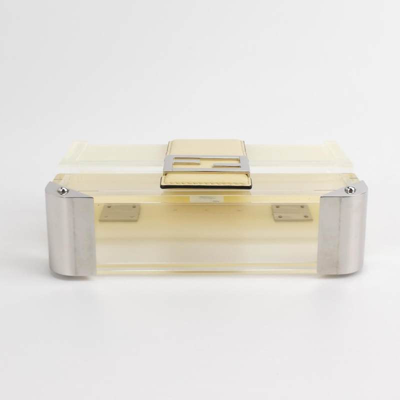 Fendi Baguette Mini Box Yellow/Clear Acrylic Plexiglass and Leather Crossbody Bag