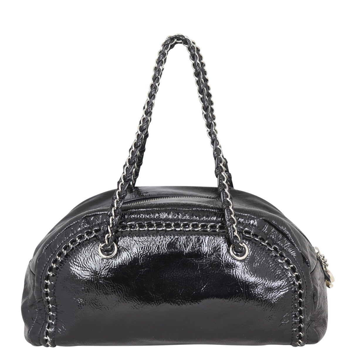 Chanel Luxe Ligne Bowler | Black Aged Patent