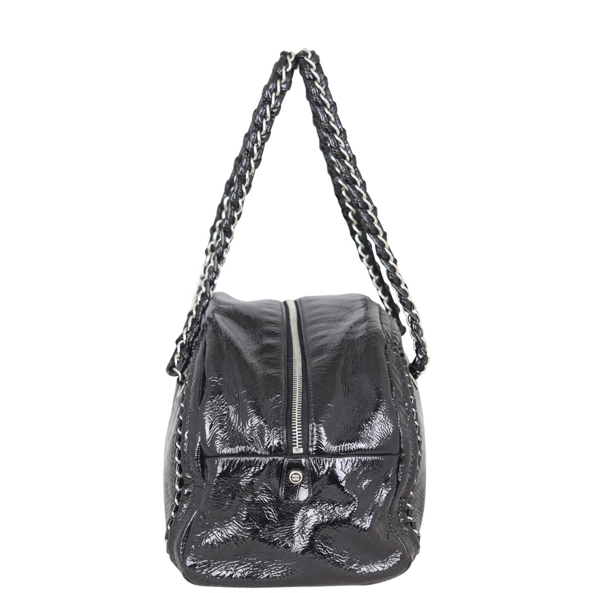 Chanel Luxe Ligne Bowler | Black Aged Patent