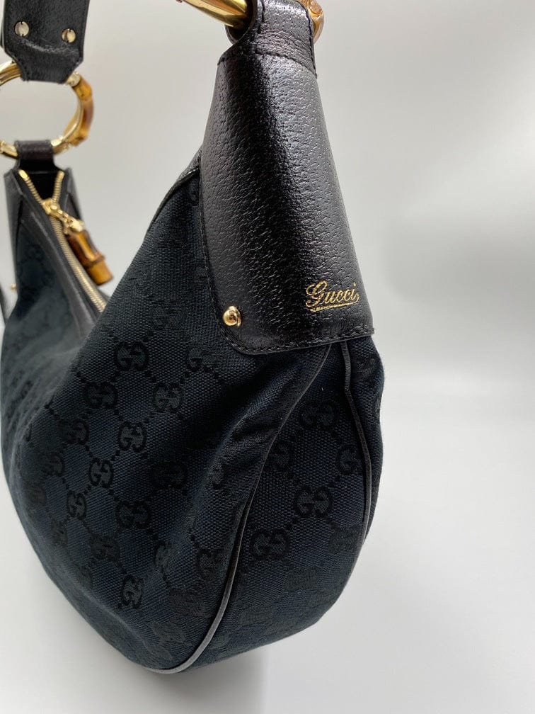 Gucci Bamboo Leather Canvas Shoulder Bag Style 5