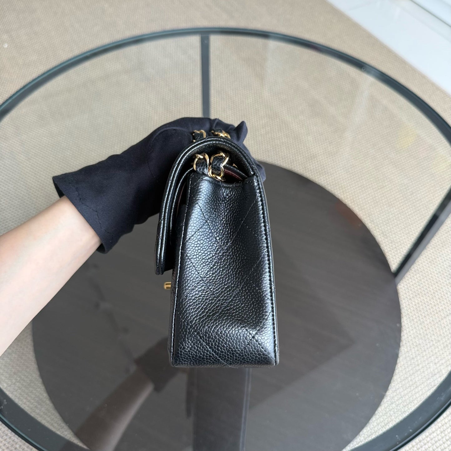 Chanel Classic Flap Small - Caviar 23CM Quilted Grained Calfskin Black Gold Hardware Series 23