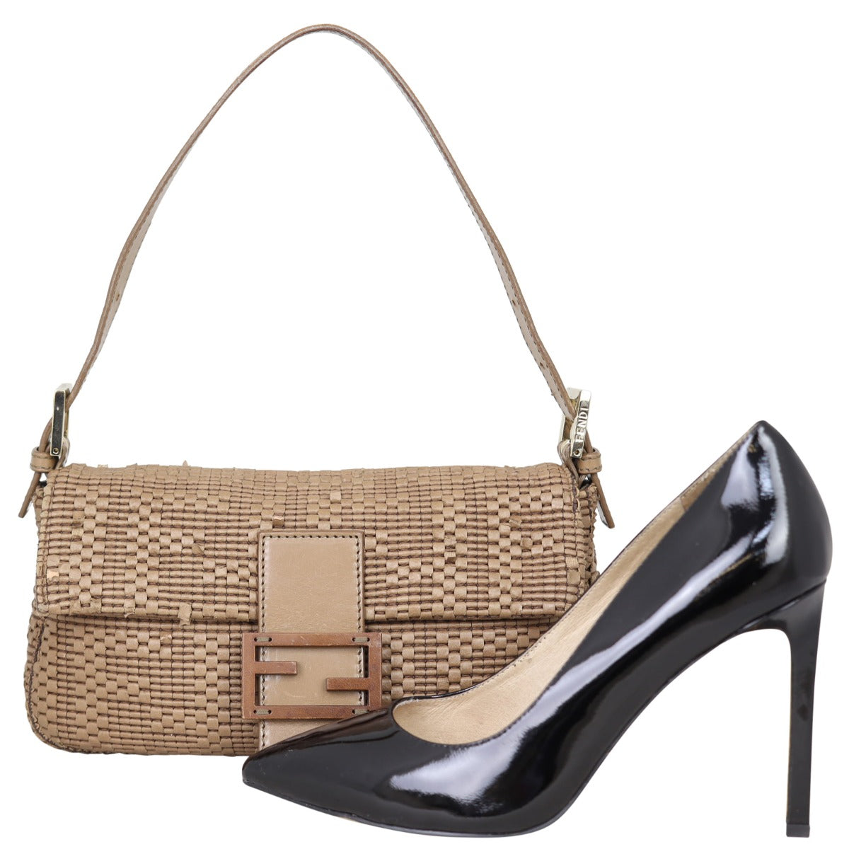 Fendi Woven Leather Baguette Bag