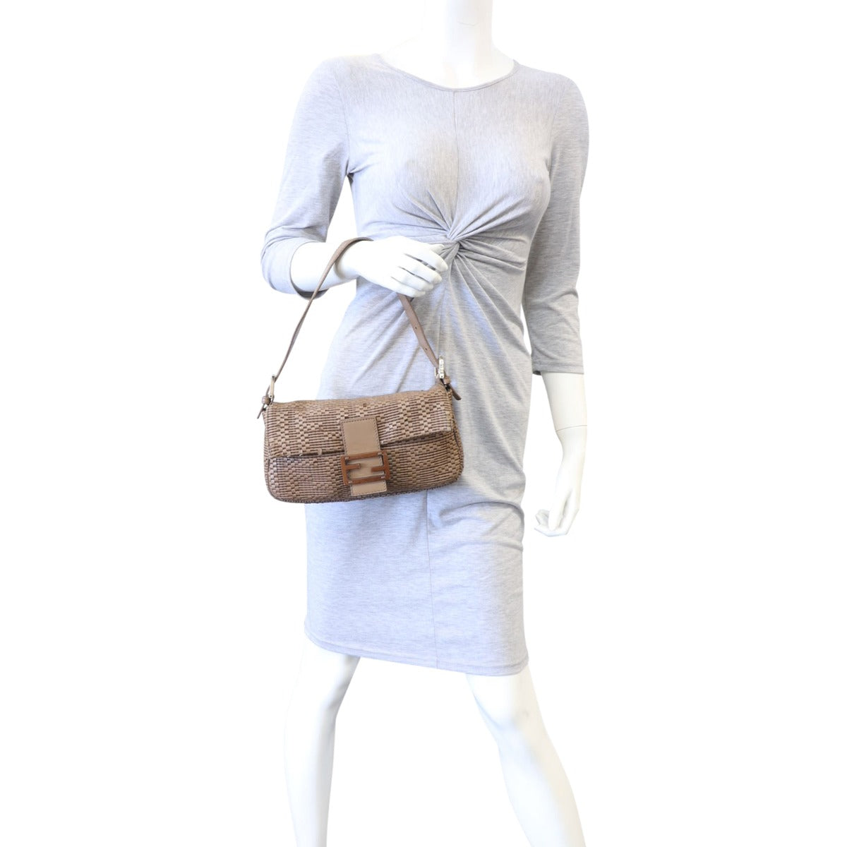Fendi Woven Leather Baguette Bag