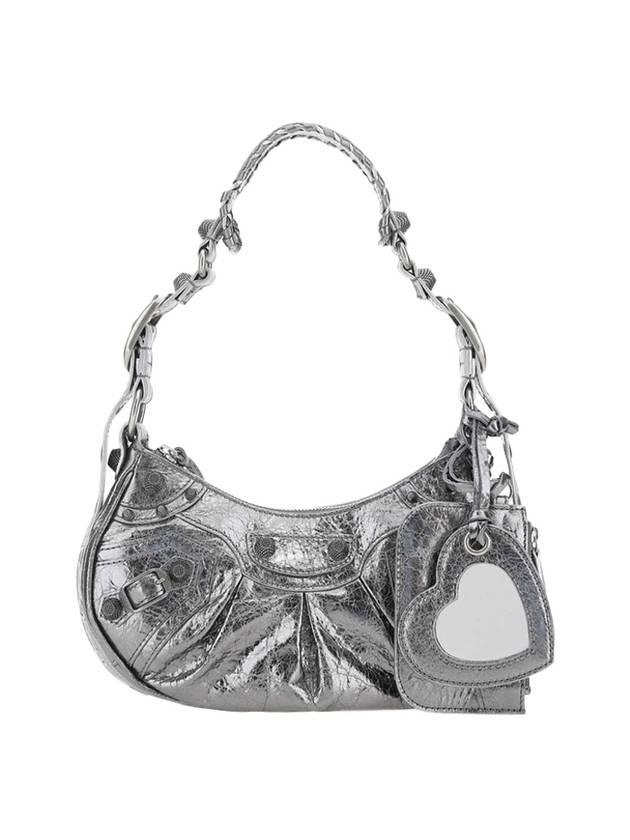 Luxury Balenciaga Trending 2026 Metallic Le Cagol XS Lambskin Shoulder Bag Dark Silver