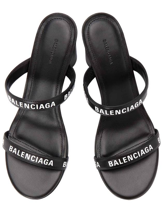 Luxury Balenciaga Trending 2026 WoMen's Leather Logo Round Sandal Heels Black