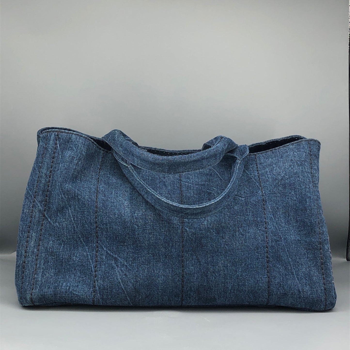Prada Dark Blue Denim Large Tote Bag Size