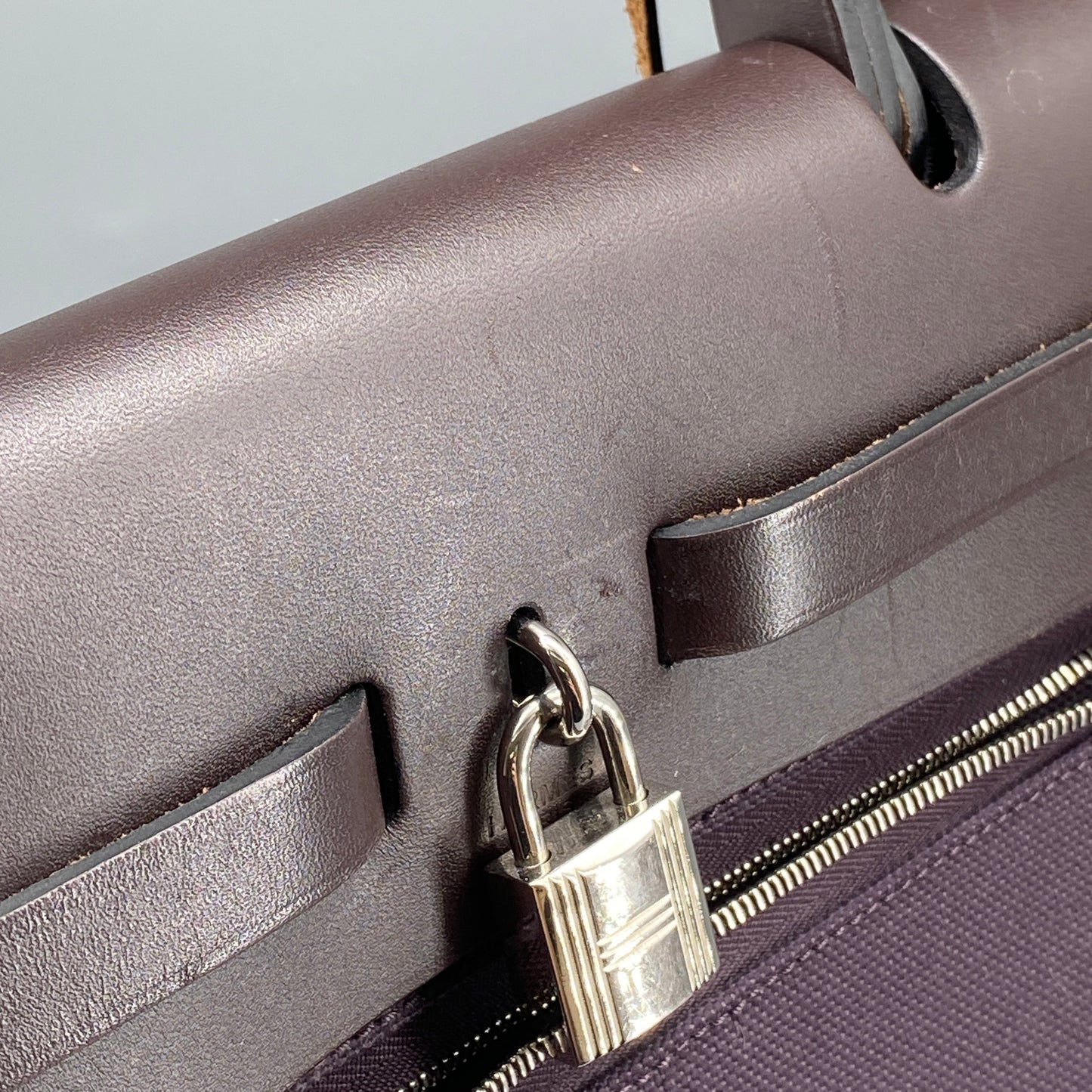Hermes Herbag 31 Deep Grape Canvas Leather Shoulder Bag