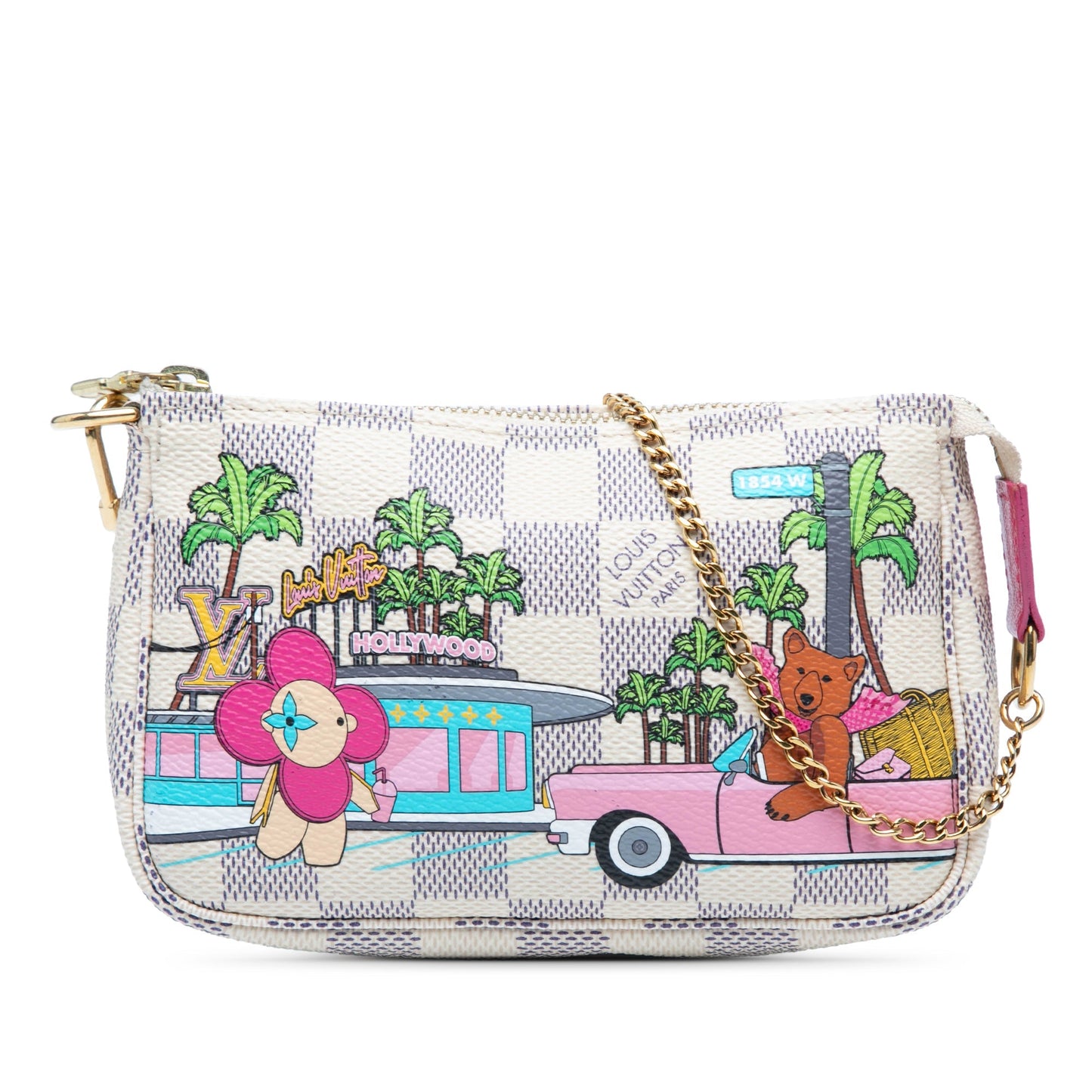White Louis Vuitton Damier Azur Animation Hollywood Mini Pochette Accessoires Handbag