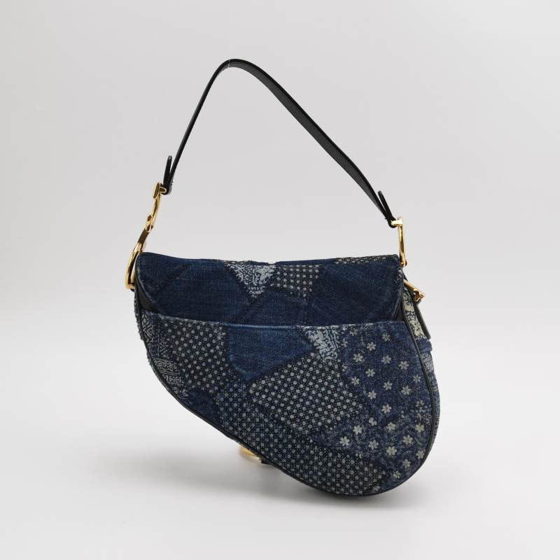 Dior saddle bag Special Edition Peace and Love Denim Patchwork Embroidery