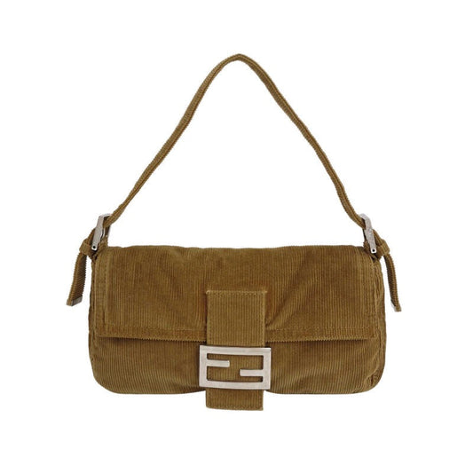 FENDI Baguette Vintage Corduroy Beige Brown Shoulder Bag