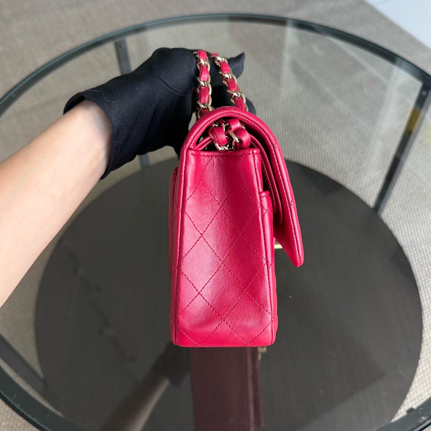 Chanel Classic Flap Medium - Quilted Lambskin 25CM Red Gold Hardware Series 23