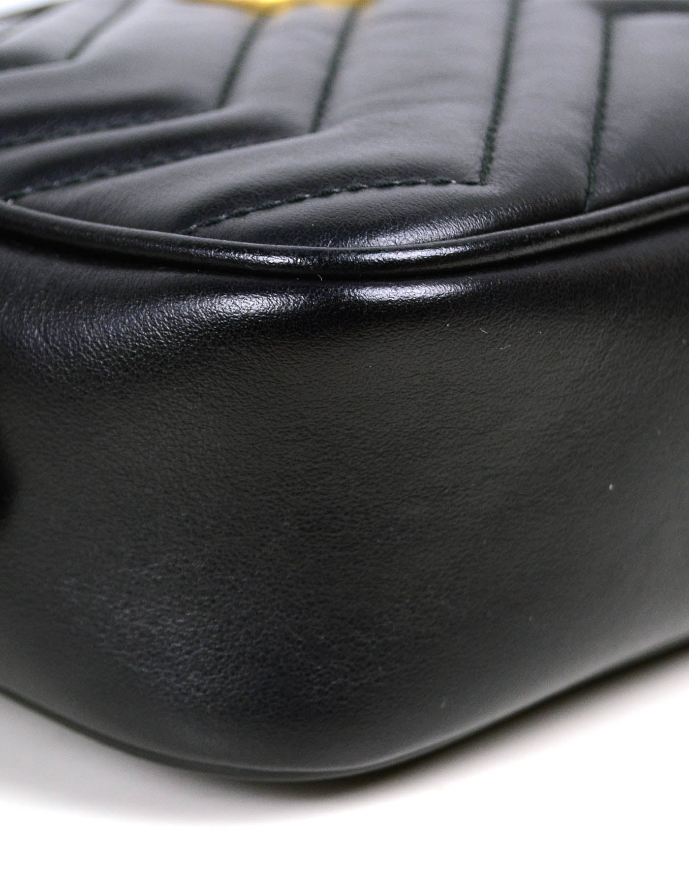 Gucci Black Calfskin Matelasse Mini GG Marmont Crossbody Bag
