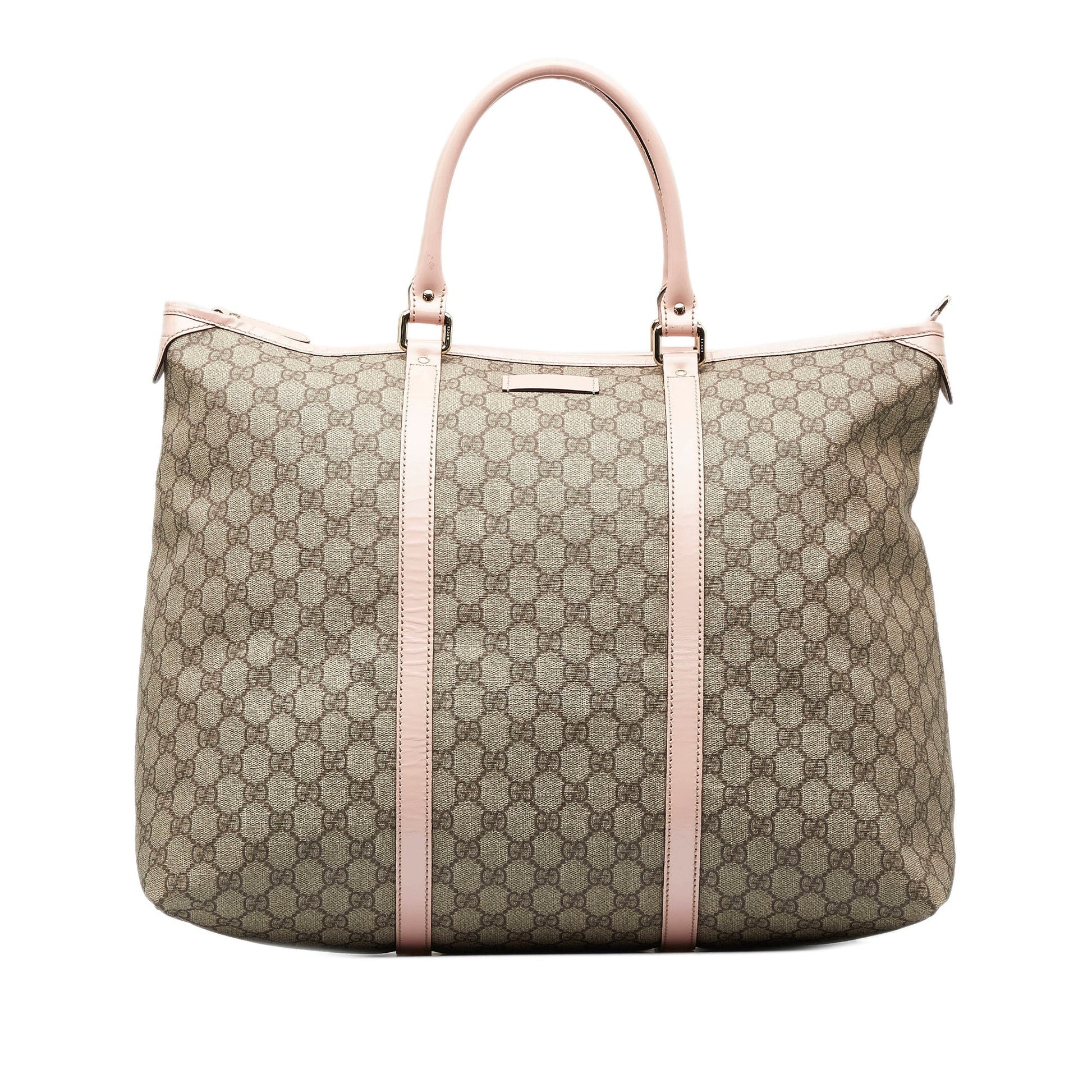 Gucci GG Supreme Beige Leather Canvas Tote