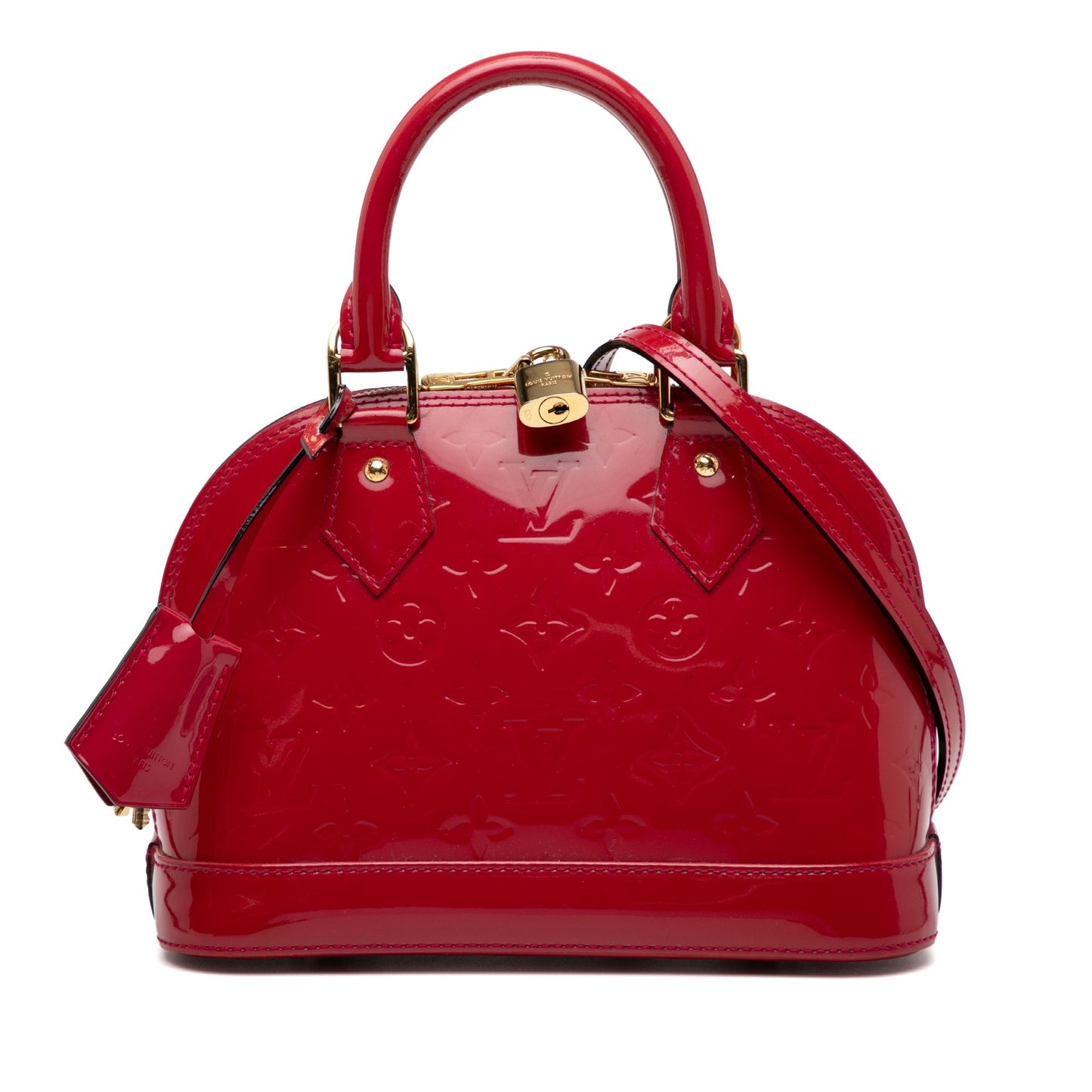 Red Louis Vuitton Monogram Vernis Alma BB Satchel