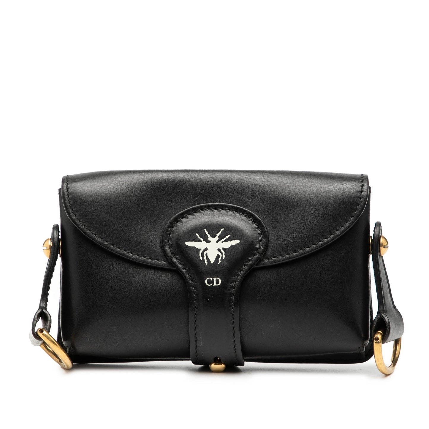 Black Dior Mini Leather D Bee Saddle Bag