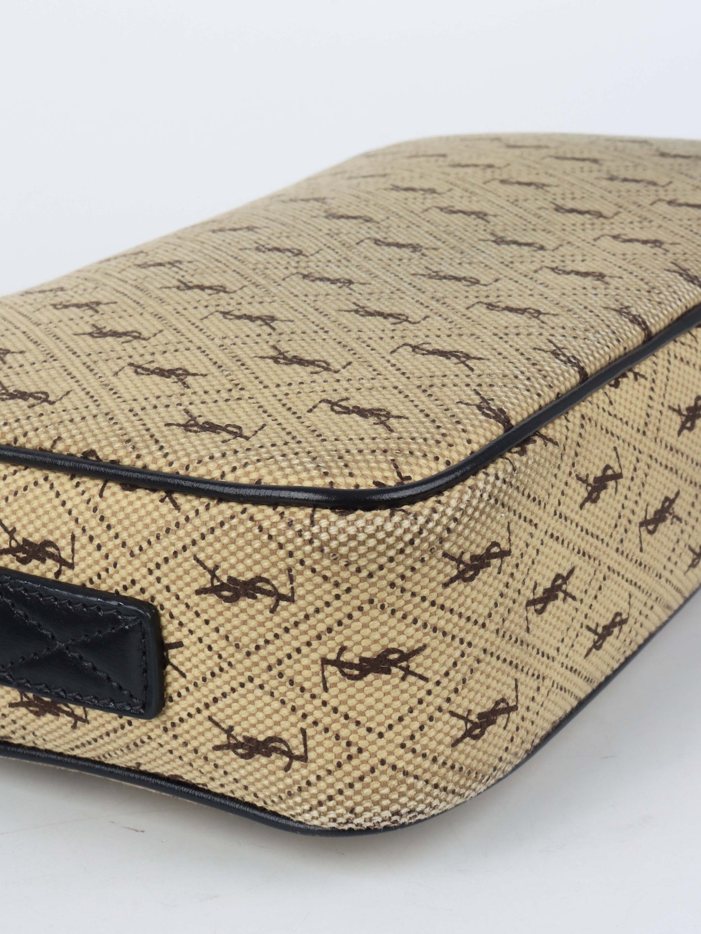 Saint Laurent Monogram All Over Canvas Camera Bag.