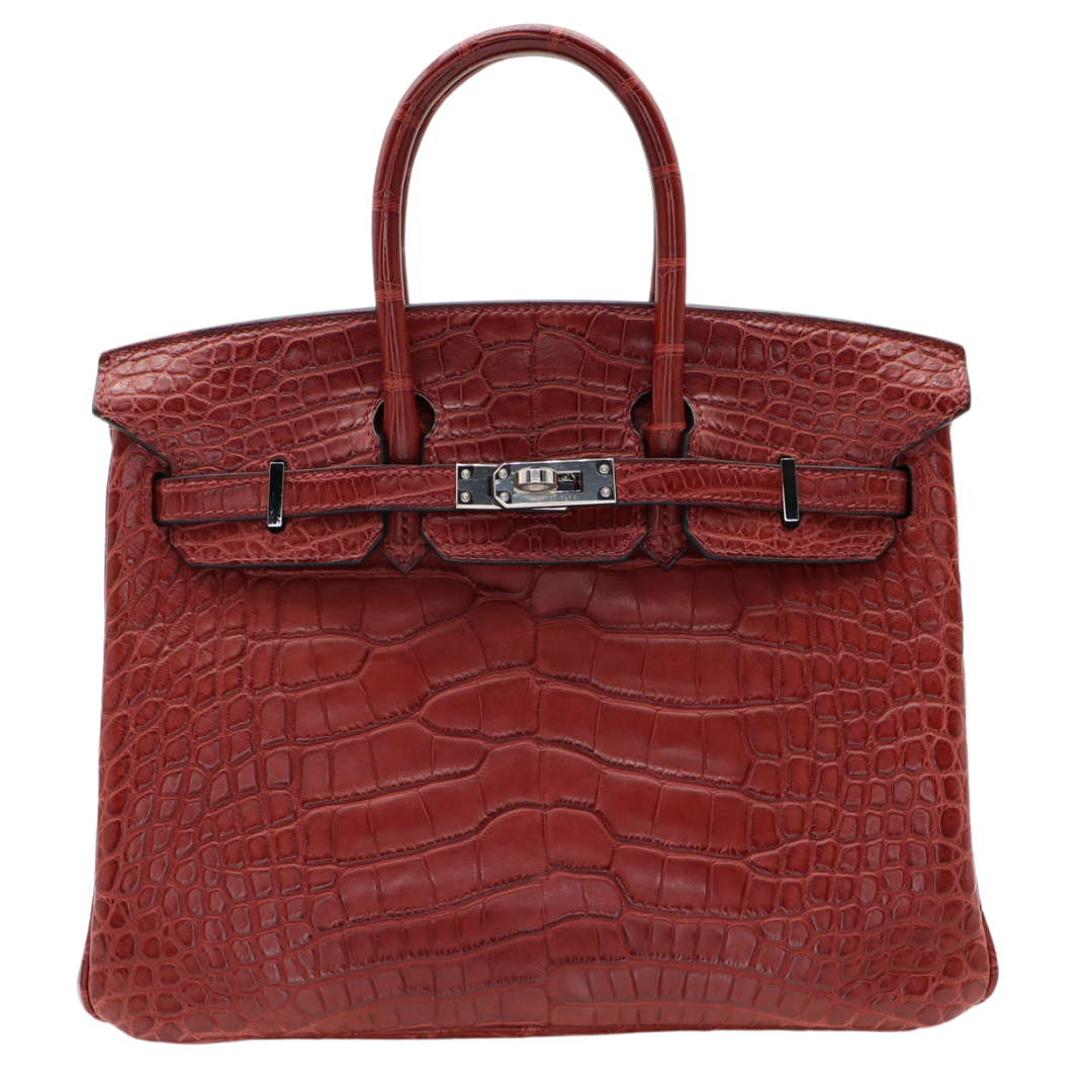 Hermes25cm Birkin Bordeaux Matte Alligator Palladium Hardware