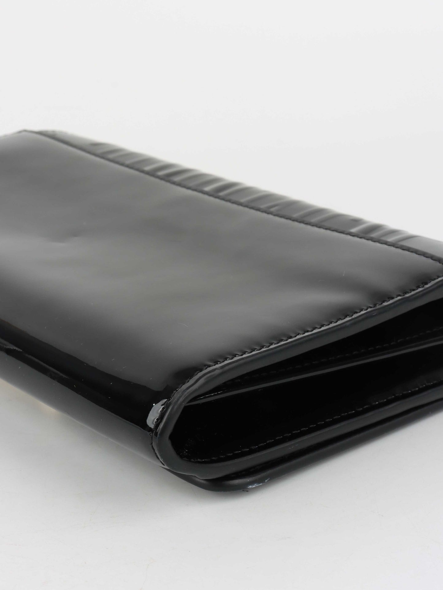 Dior Black Patent Leather 30 Montaigne Chain Clutch.