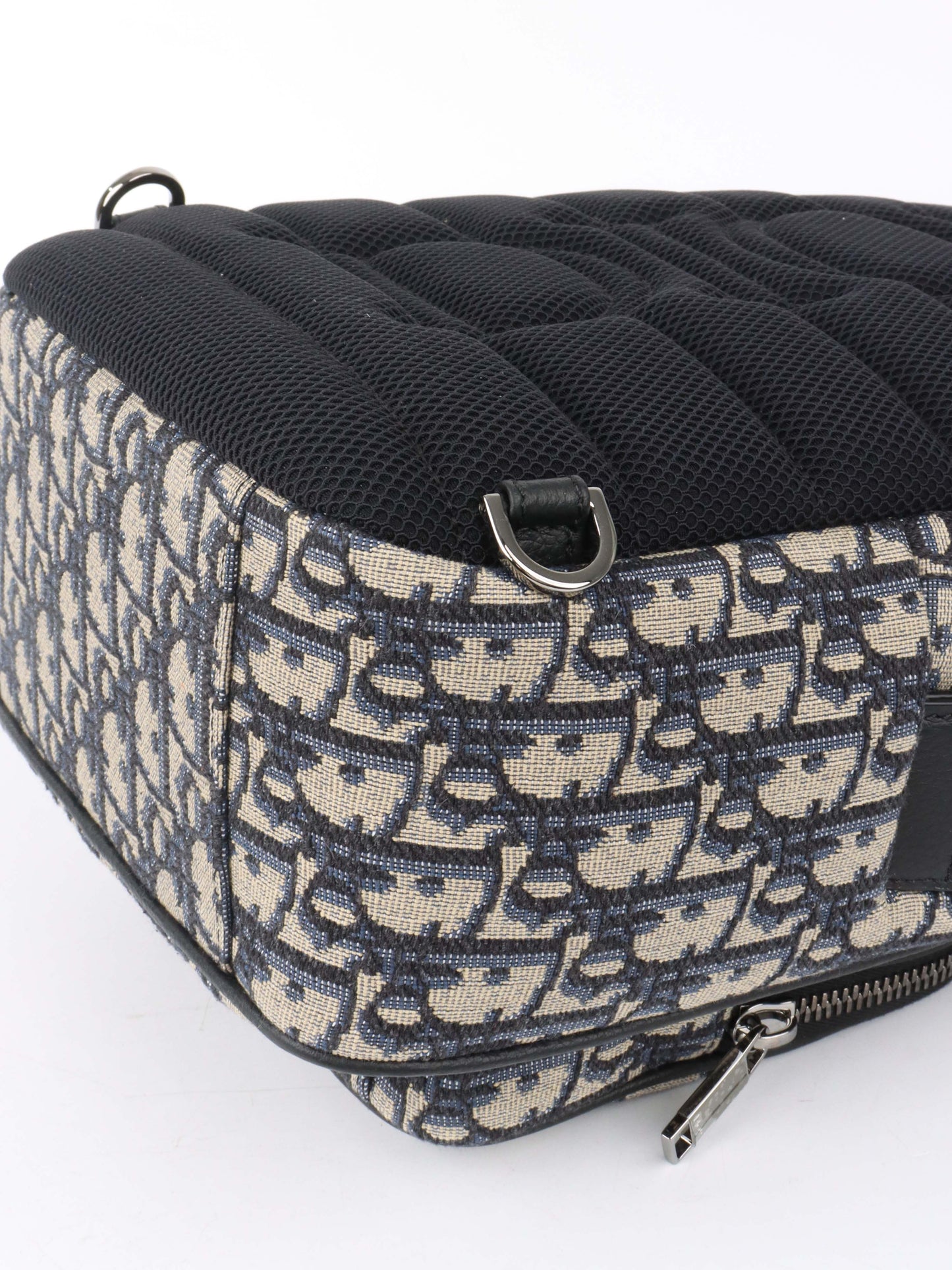 Dior Blue Oblique Canvas Crossbody Sling Bag.