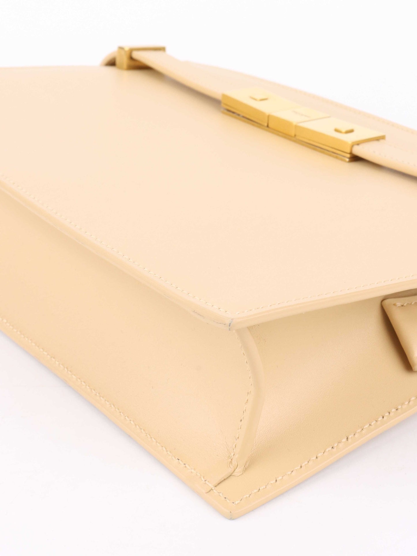 Saint Laurent Beige Manhattan Zip Chain Bag.