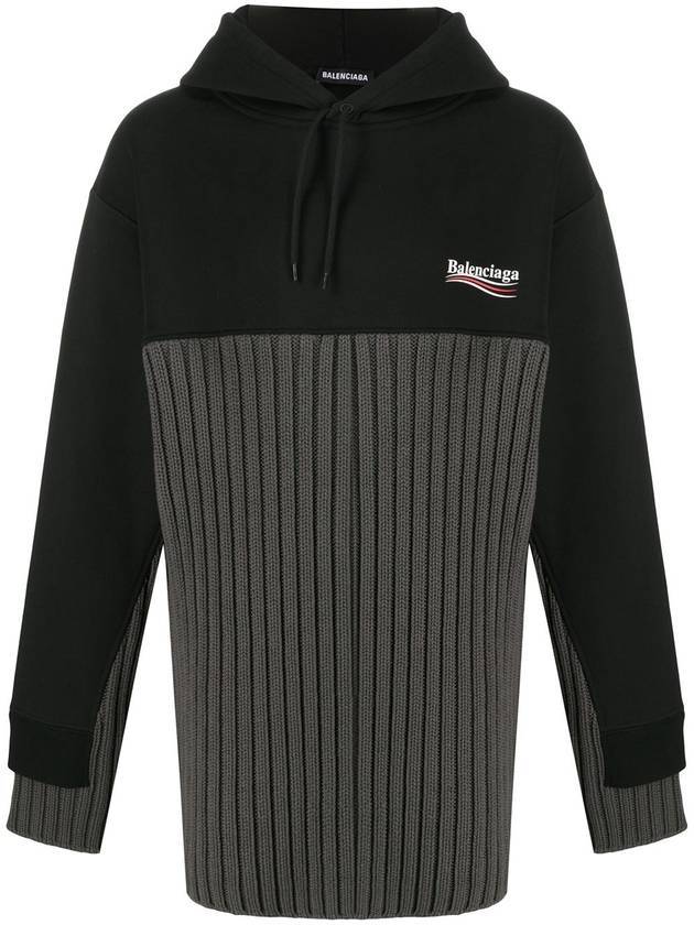 Luxury Balenciaga Trending 2026 Wave Logo Knit Hoodie Black