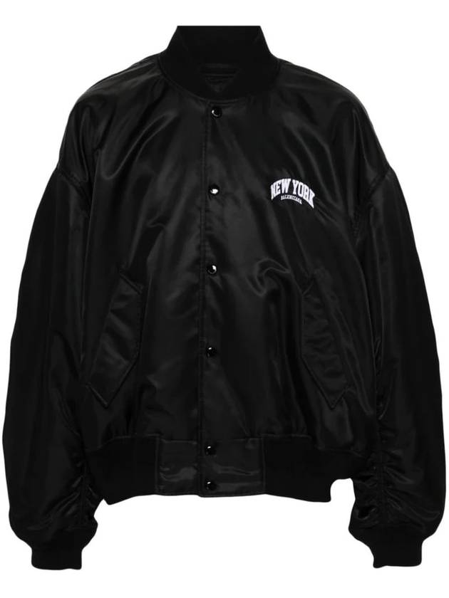 Luxury Balenciaga Trending 2026 New York Embroidery Bomber Jacket Black