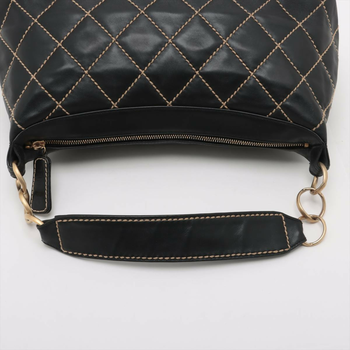 Chanel  Black Lambskin Leather Handbag with Gold Hardware