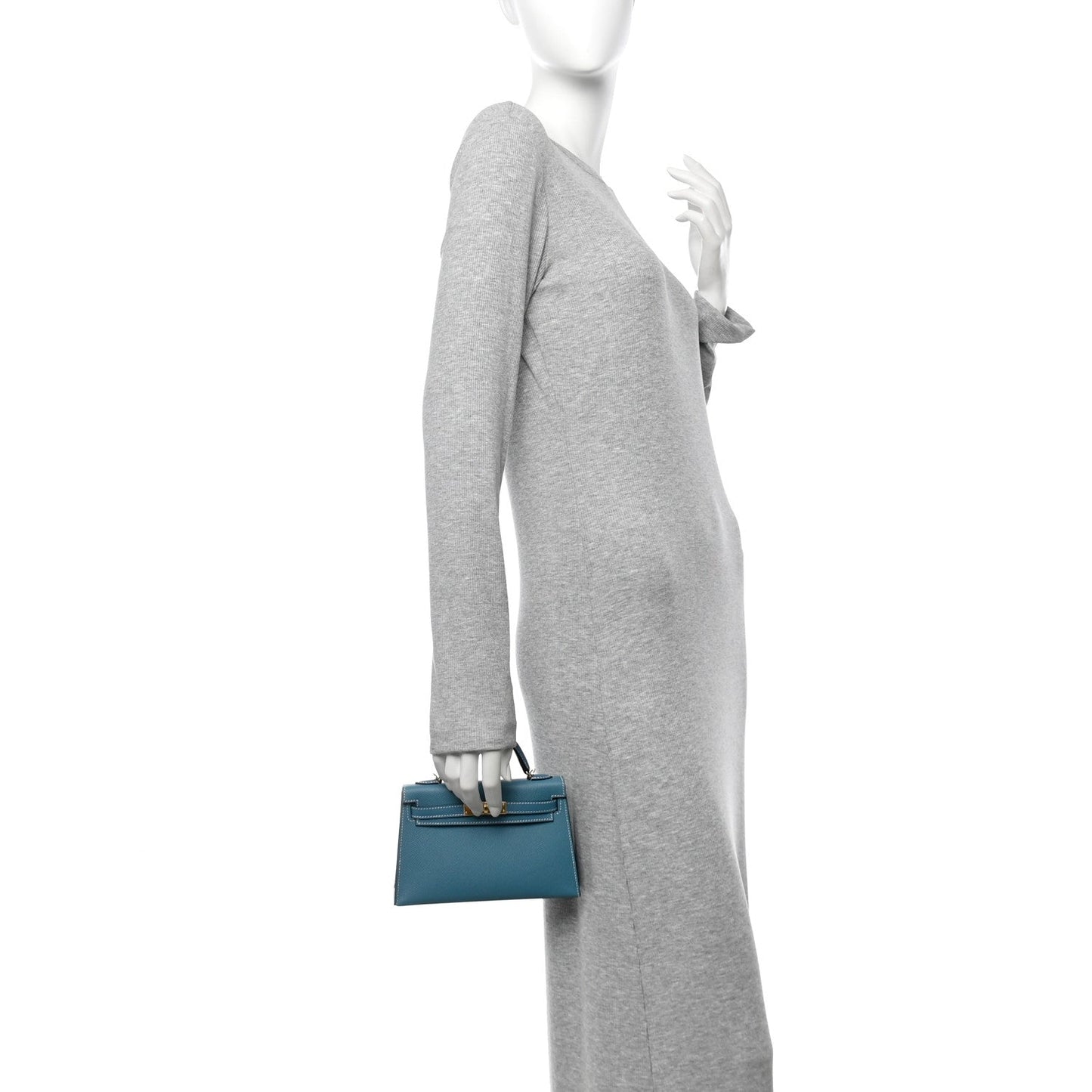 Hermes Epsom Mini Kelly Sellier 20 New Blue Jean