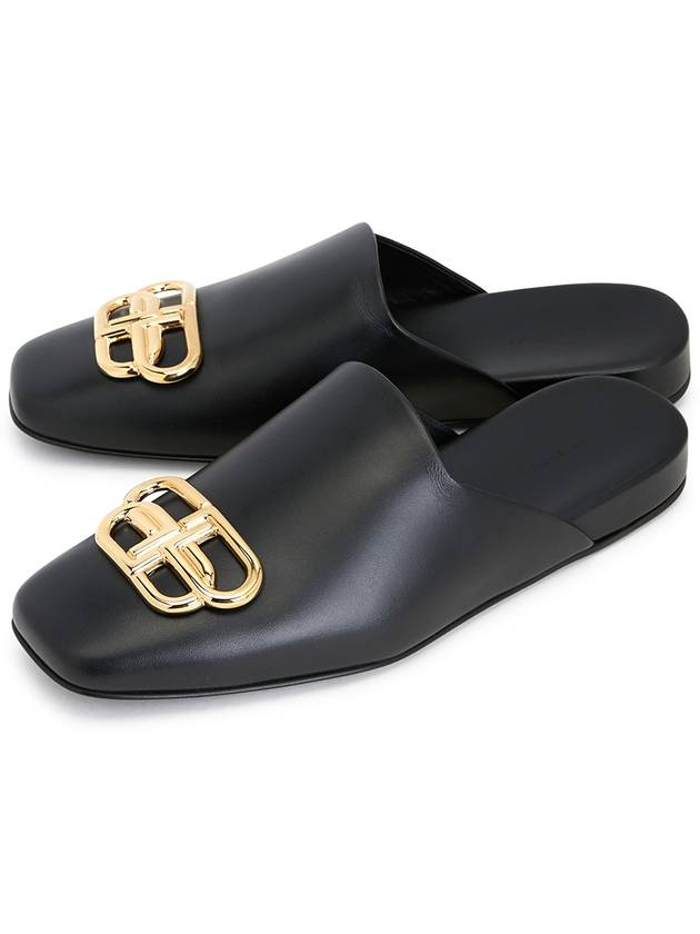 Luxury Balenciaga Trending 2026 BB Logo Leather Mule Black