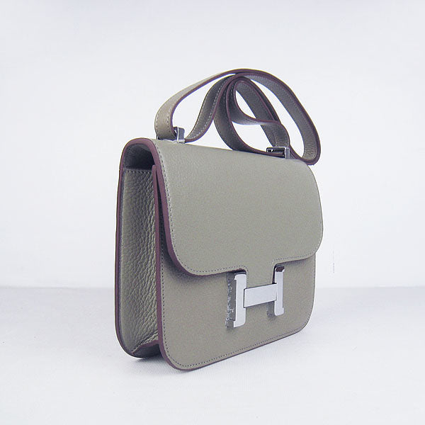 Luxury Hermes Constance Cowskin Leather Bag H017 Khaki silver