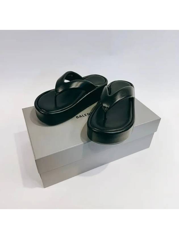 Luxury Balenciaga Trending 2026 Women's Rise Thong Flip Flops Black