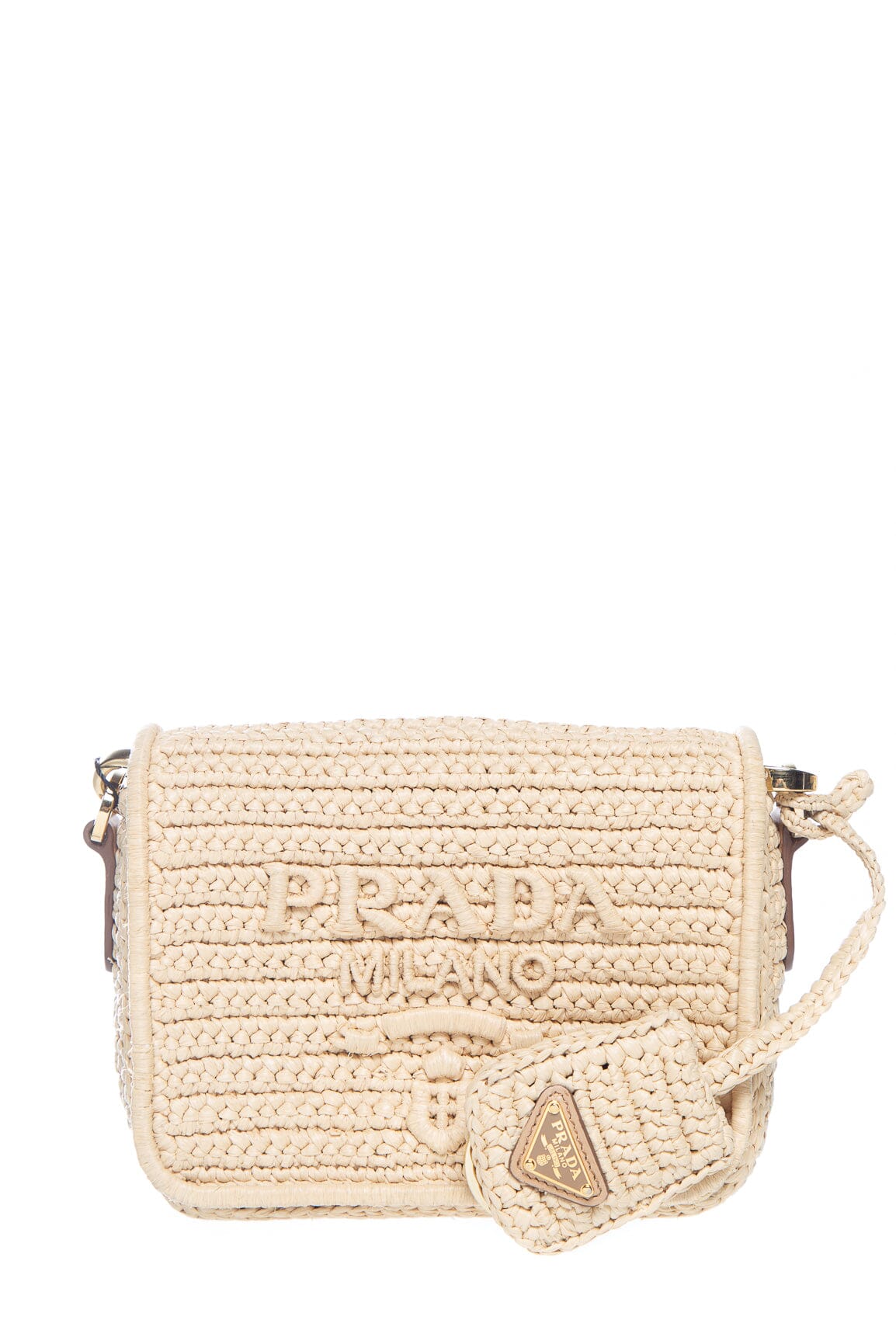Prada Natural Raffia Re-edition Logo Cross-Body