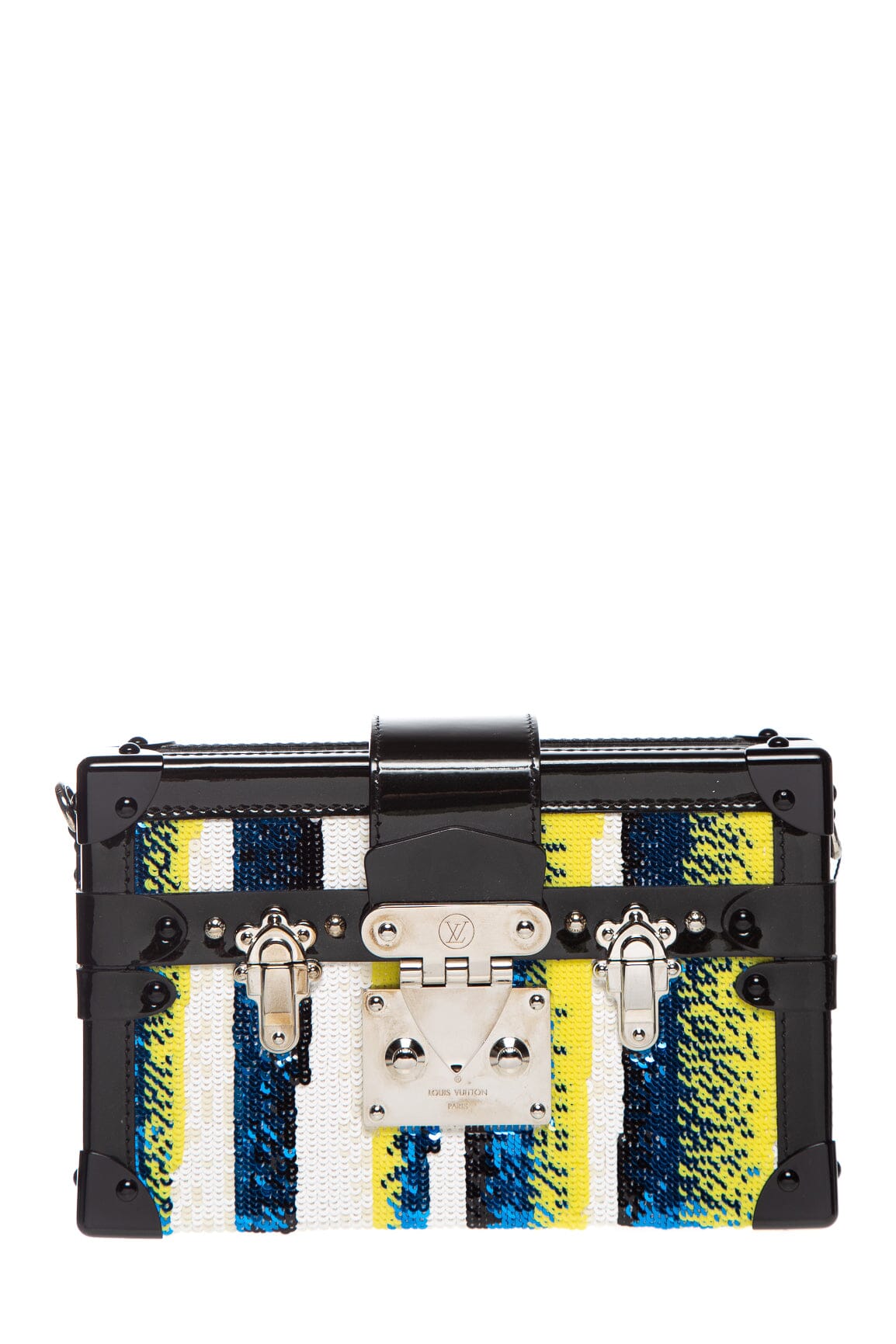 Louis Vuitton Multi Color Sequins and Black Patent Malle Handbag
