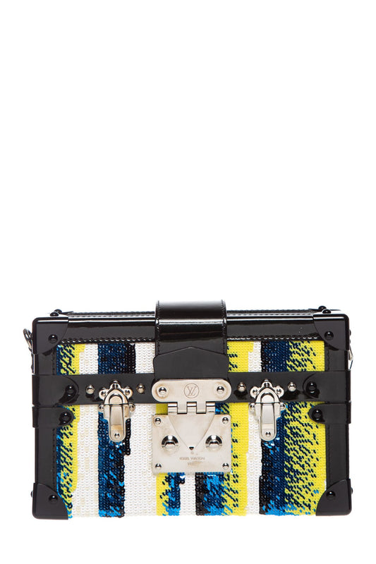 Louis Vuitton Multi Color Sequins and Black Patent Malle Handbag