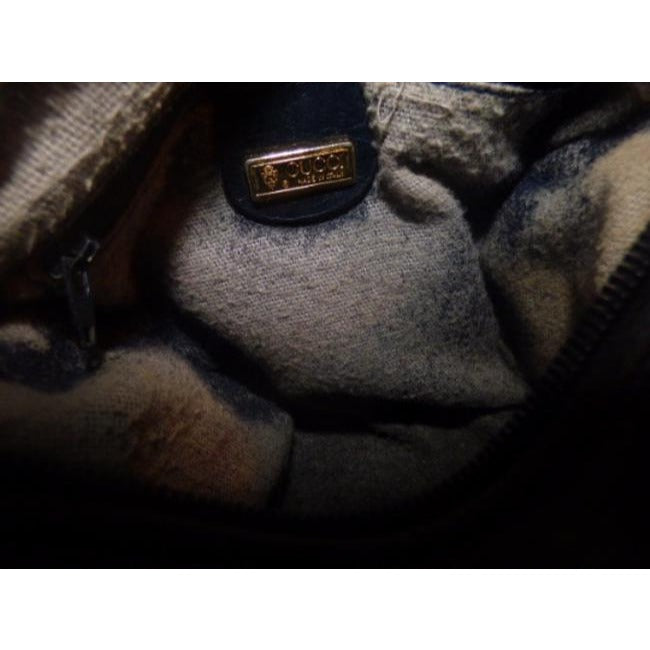 Gucci Vintage Blue Leather And Gg Leather Cross Body Barrel Bag