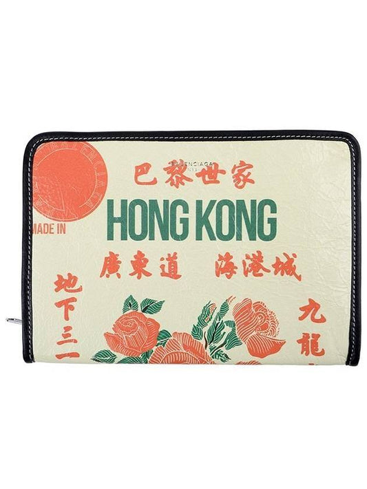 Luxury Balenciaga Trending 2026 Hong Kong Graphic Clutch Bag Beige