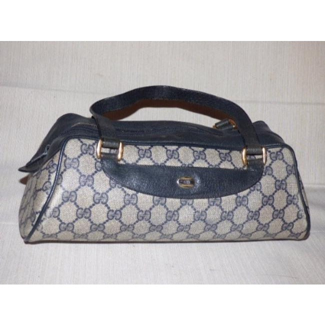 Gucci Speedy Guccissima Print Coated Canvasleather Bullet Blue Leather And Gg Leather Satchel